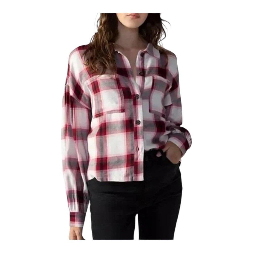 Sanctuary Viola Plaid Crop Shirt Size S NWOT